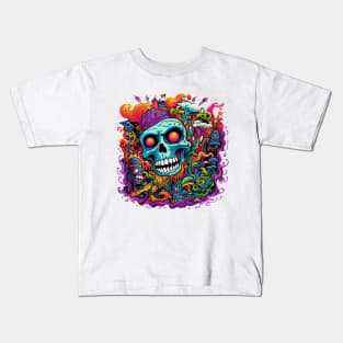 Psychedelic Skull, psychedelic art, dark psychedelic, trippy, trippy psychedelic artwork Kids T-Shirt